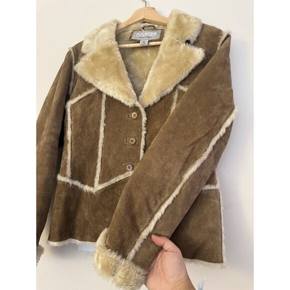 Wilson's Leather Maxima Suede Brown Jacket Size L Faux Fur Shearling Lining - Picture 4 of 8